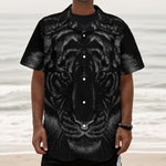 Black Tiger Portrait Print Textured Short Sleeve Shirt