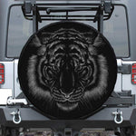 Black Tiger Portrait Print Tire Cover