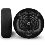 Black Tiger Portrait Print Tire Cover With Camera Hole