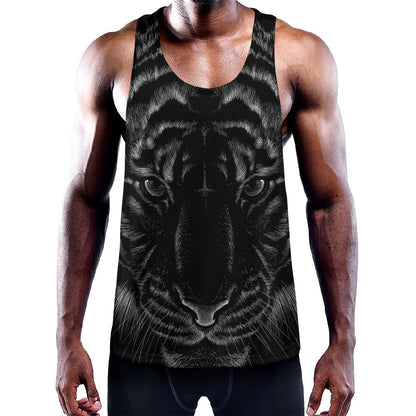 Black Tiger Portrait Print Training Tank Top