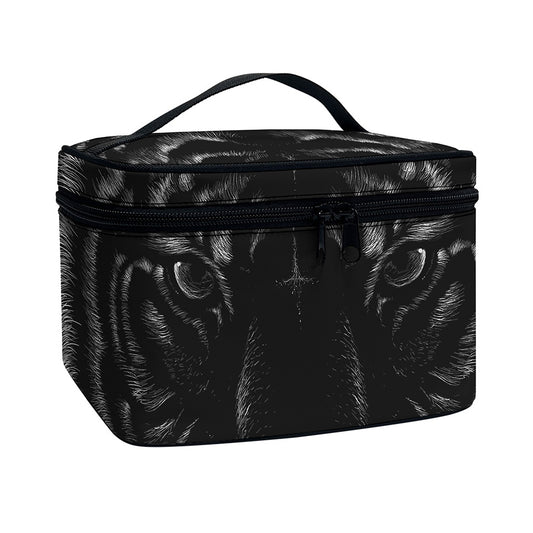 Black Tiger Portrait Print Travel Makeup Bag