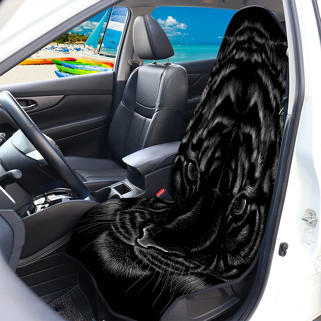 Black Tiger Portrait Print Waterproof Car Seat Cover