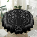 Black Tiger Portrait Print Waterproof Round Tablecloth