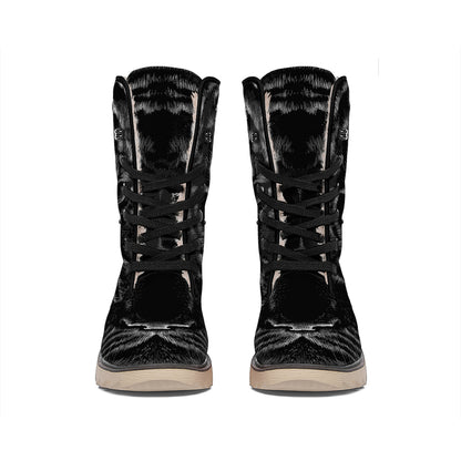 Black Tiger Portrait Print Winter Boots
