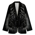 Black Tiger Portrait Print Women's Cotton Blazer