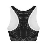 Black Tiger Portrait Print Women's Sports Bra