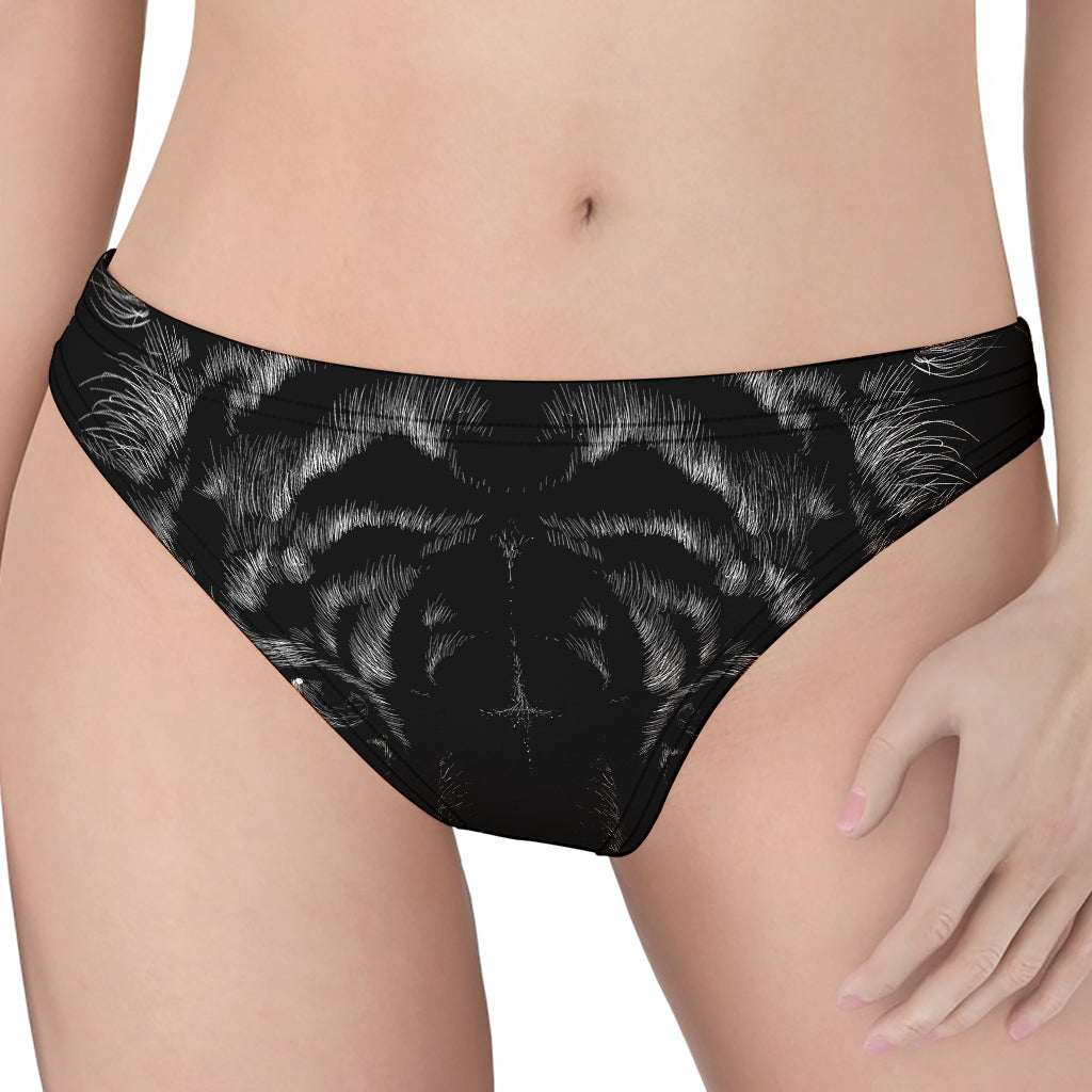 Black Tiger Portrait Print Women's Thong