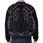 Black Tiger Portrait Print Zip Sleeve Bomber Jacket