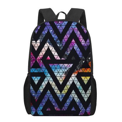 Black Triangle Galaxy Space Print 17 Inch Backpack