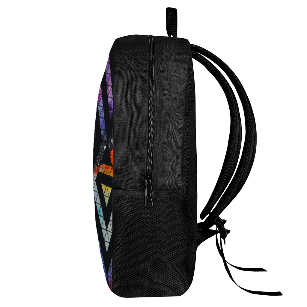 Black Triangle Galaxy Space Print 17 Inch Backpack