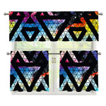 Black Triangle Galaxy Space Print 3 Piece Kitchen Curtains