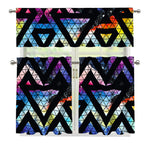 Black Triangle Galaxy Space Print 3 Piece Kitchen Curtains