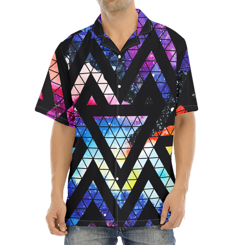 Black Triangle Galaxy Space Print Aloha Shirt