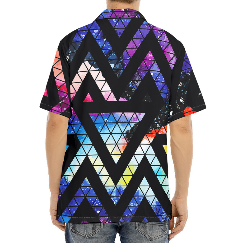 Black Triangle Galaxy Space Print Aloha Shirt