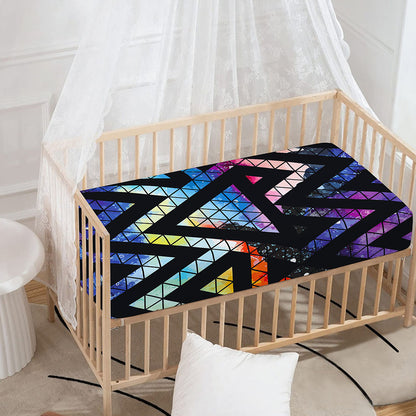 Black Triangle Galaxy Space Print Baby Crib Sheet