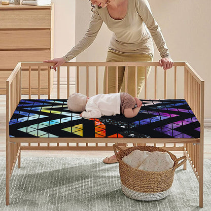 Black Triangle Galaxy Space Print Baby Crib Sheet