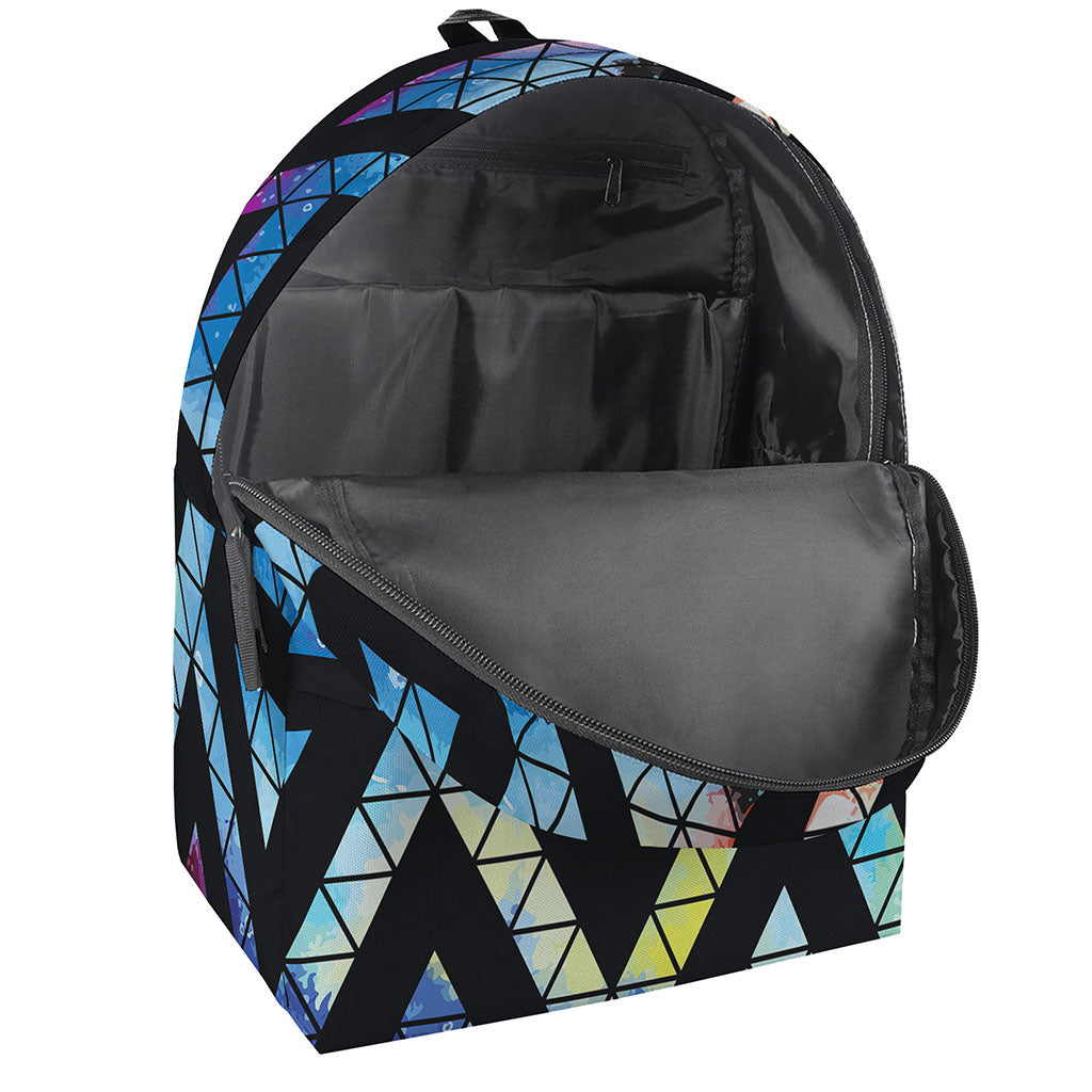 Black Triangle Galaxy Space Print Backpack