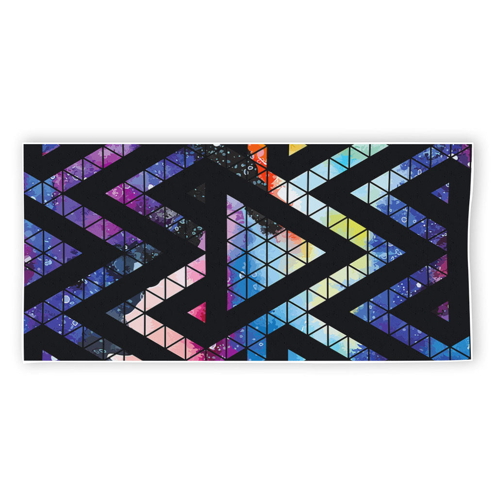 Black Triangle Galaxy Space Print Beach Towel