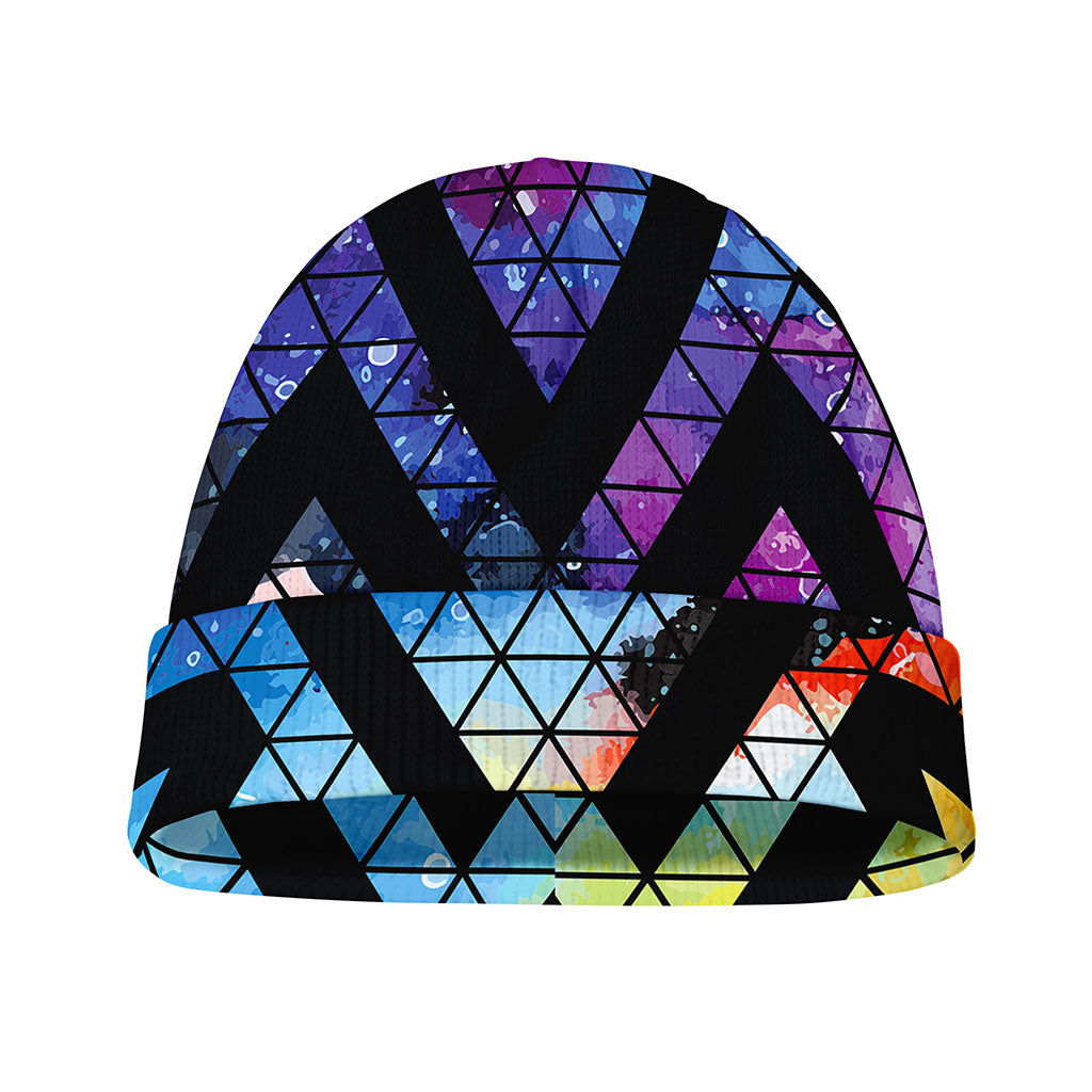 Black Triangle Galaxy Space Print Beanie