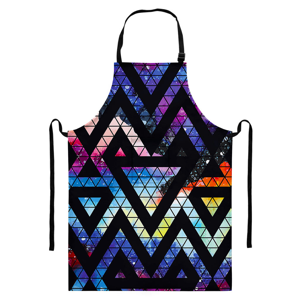 Black Triangle Galaxy Space Print Bib Apron With Pocket