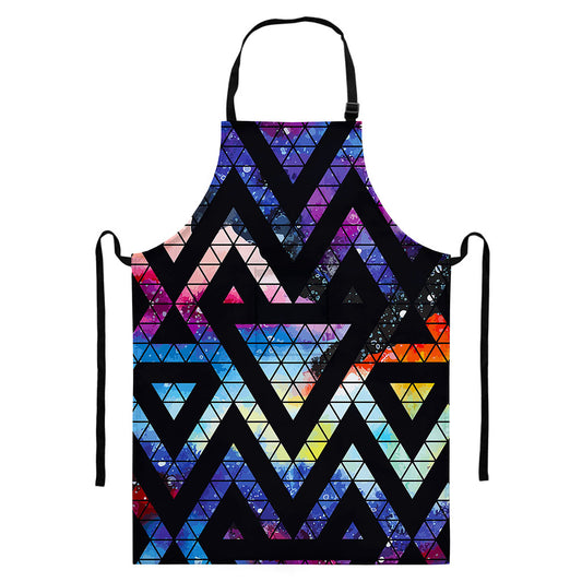 Black Triangle Galaxy Space Print Bib Apron With Pocket
