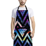 Black Triangle Galaxy Space Print Bib Apron With Pocket