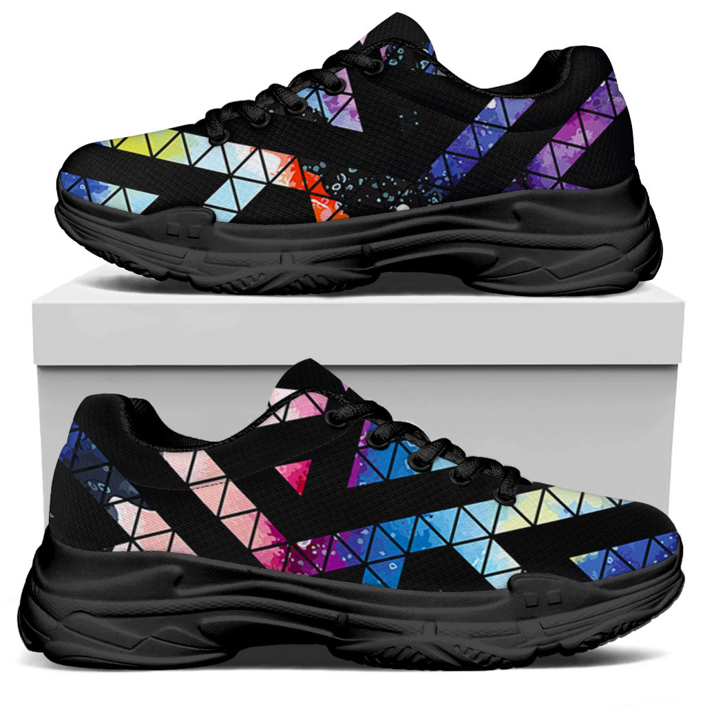 Black Triangle Galaxy Space Print Black Chunky Shoes