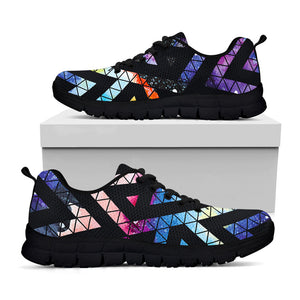 Black Triangle Galaxy Space Print Black Running Shoes