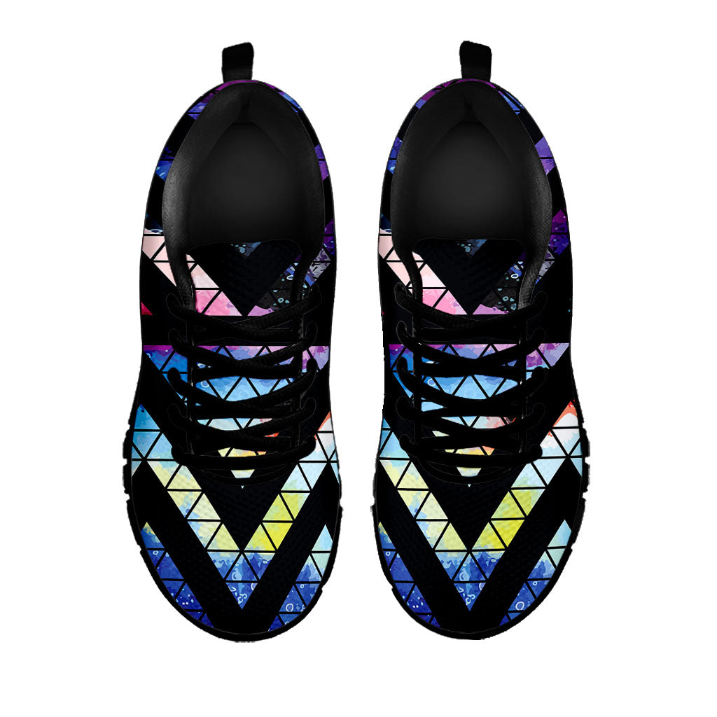 Black Triangle Galaxy Space Print Black Running Shoes