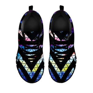 Black Triangle Galaxy Space Print Black Running Shoes