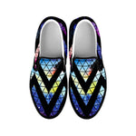 Black Triangle Galaxy Space Print Black Slip On Sneakers