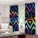 Black Triangle Galaxy Space Print Blackout Grommet Curtains