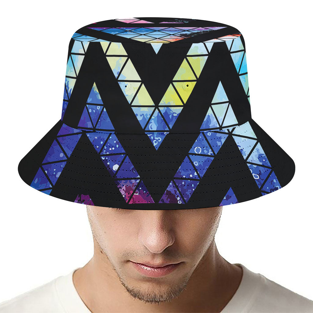 Black Triangle Galaxy Space Print Bucket Hat