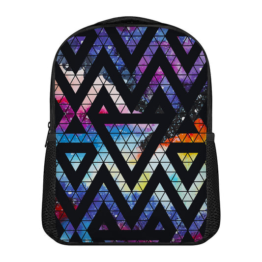 Black Triangle Galaxy Space Print Casual Backpack