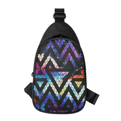 Black Triangle Galaxy Space Print Chest Bag