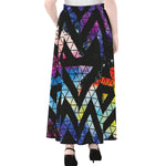 Black Triangle Galaxy Space Print Chiffon Maxi Skirt