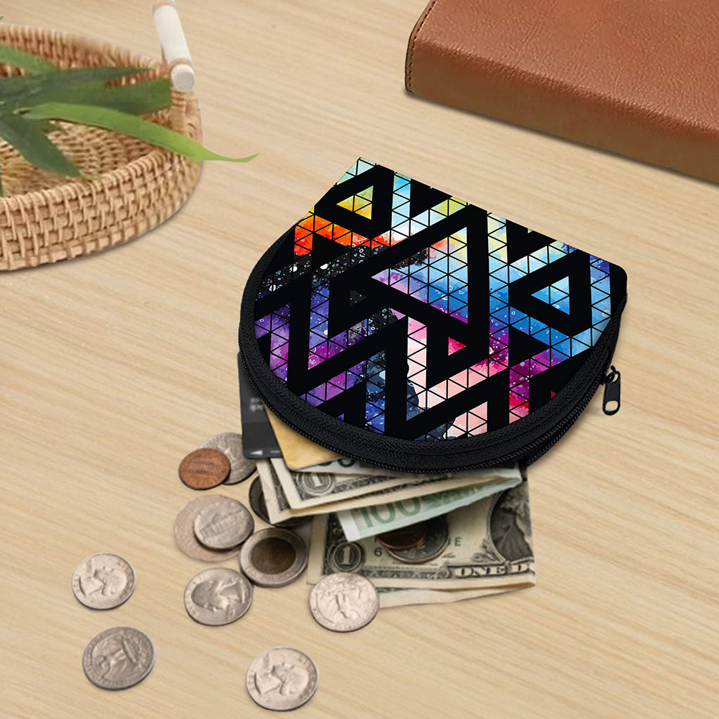 Black Triangle Galaxy Space Print Coin Purse