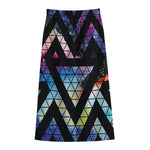 Black Triangle Galaxy Space Print Cotton Front Slit Maxi Skirt