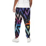 Black Triangle Galaxy Space Print Cotton Pants