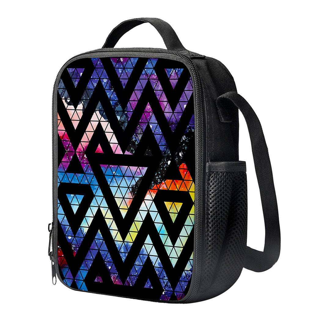Black Triangle Galaxy Space Print Crossbody Lunch Bag