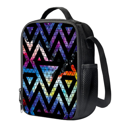 Black Triangle Galaxy Space Print Crossbody Lunch Bag