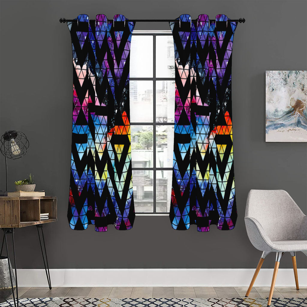 Black Triangle Galaxy Space Print Curtain