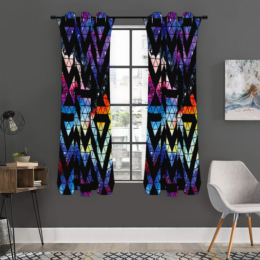 Black Triangle Galaxy Space Print Curtain