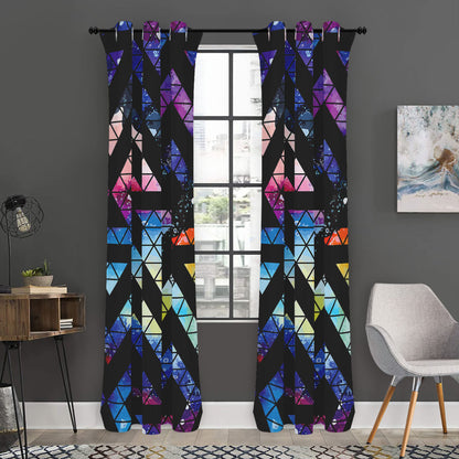 Black Triangle Galaxy Space Print Curtain