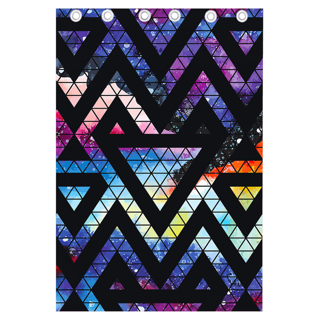 Black Triangle Galaxy Space Print Curtain