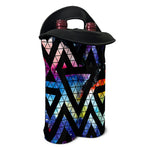 Black Triangle Galaxy Space Print Double Neoprene Wine Tote