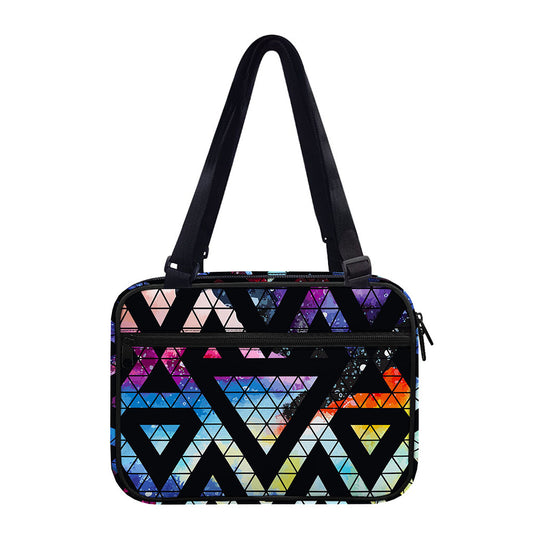 Black Triangle Galaxy Space Print Double Strap Bible Bag