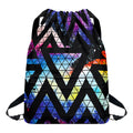 Black Triangle Galaxy Space Print Drawstring Backpack