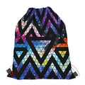 Black Triangle Galaxy Space Print Drawstring Bag