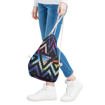 Black Triangle Galaxy Space Print Drawstring Bag